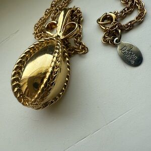 Joan Rivers Gold Tone Faberge Egg Pendant Necklace